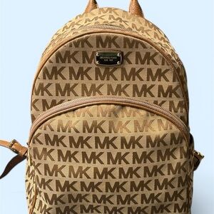 Michael Kors Brown Logo MK Monogram Backpack